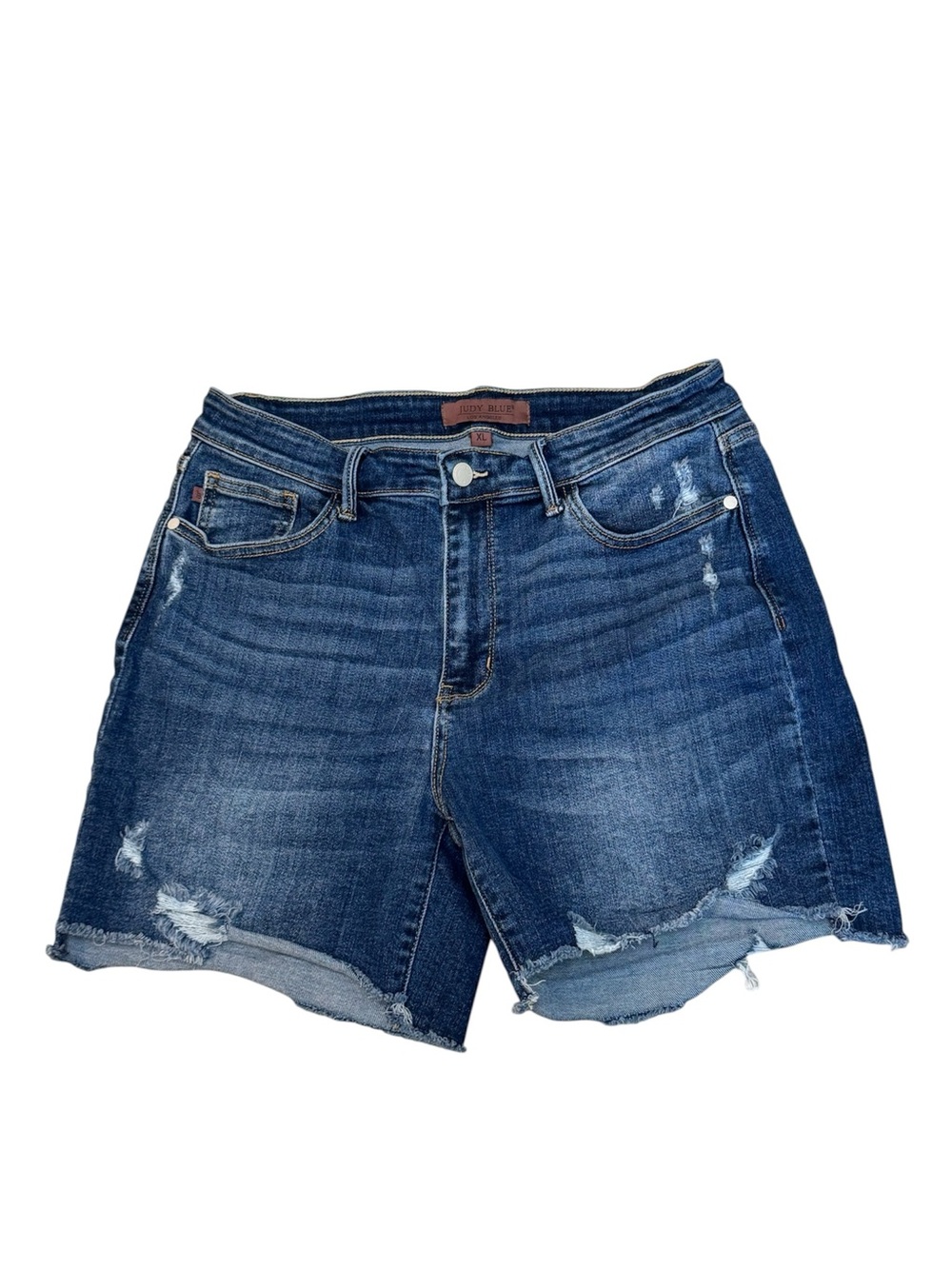 Judy Blue Women’s Distressed Raw Hem Denim Blue Jean Shorts Size XL